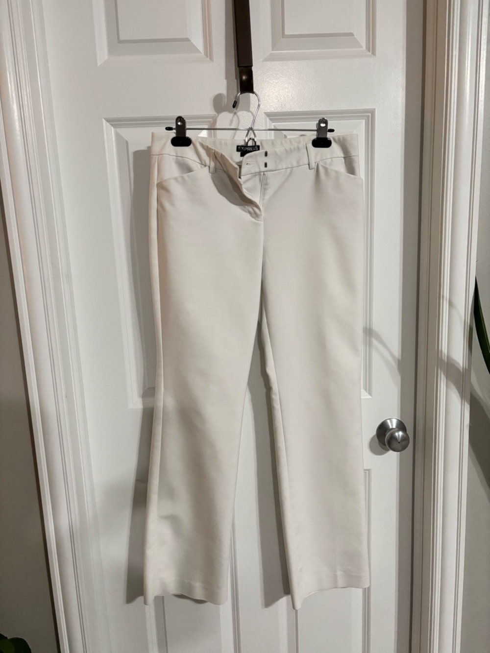 Express Editor Straight Leg Pants in White